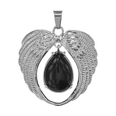 Кулон Крылья ангела, 3,5х3,5см, черный агат BJK477-04