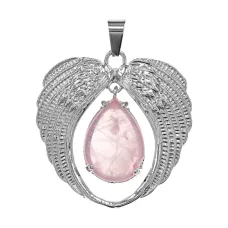 Кулон Крылья ангела, 3,5х3,5см, розовый кварц BJK477-05