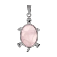 Кулон Черепаха, 3х2см, розовый кварц BJK479-03
