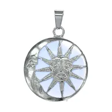 Кулон Полумесяц и Солнце, d.2,5см, лунный камень BJK480-02