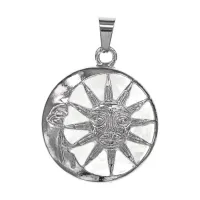 Кулон Полумесяц и Солнце, d.2,5см, горный хрусталь BJK480-03