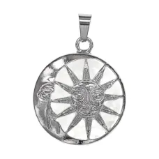 Кулон Полумесяц и Солнце, d.2,5см, горный хрусталь BJK480-03