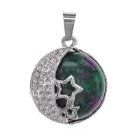 Кулон Две звезды и полумесяц, d.2см, циозит BJK481-01