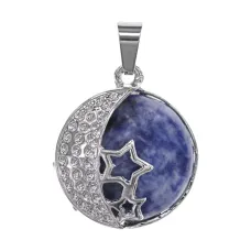 Кулон Две звезды и полумесяц, d.2см, содалит BJK481-06