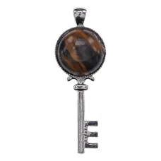 Кулон Ключ, 6х2см, тигровый глаз BJK484-04