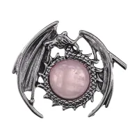 Кулон Дракон, 4х4,5см, розовый кварц BJK485-05