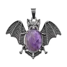 Кулон Летучая мышь, 3х4см, аметист BJK486-01