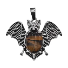 Кулон Летучая мышь, 3х4см, тигровый глаз BJK486-02
