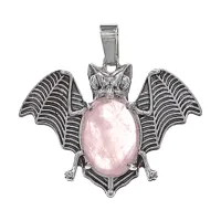 Кулон Летучая мышь, 3х4см, розовый кварц BJK486-03