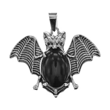 Кулон Летучая мышь, 3х4см, черный агат BJK486-05