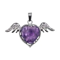 Кулон Сердце с крыльями, 3х5см, аметист BJK489-01