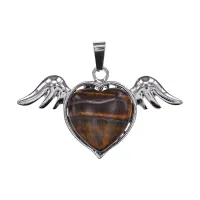 Кулон Сердце с крыльями, 3х5см, тигровый глаз BJK489-02