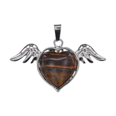 Кулон Сердце с крыльями, 3х5см, тигровый глаз BJK489-02