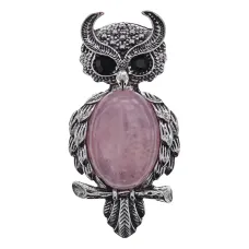Кулон Сова, 5,5х2,5см, розовый кварц BJK490-02