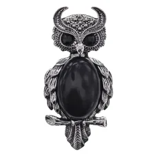 Кулон Сова, 5,5х2,5см, черный агат BJK490-05