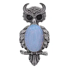 Кулон Сова, 5,5х2,5см, лунный камень BJK490-06