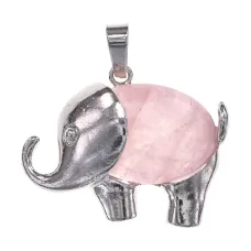 Кулон Слон, 3х3,5 см, розовый кварц BJK491-01