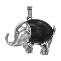Кулон Слон, 3х3,5 см, черный агат BJK491-02