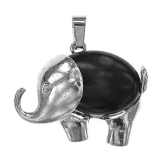 Кулон Слон, 3х3,5 см, черный агат BJK491-02