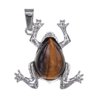 Кулон Лягушка, 3х3см, тигровый глаз BJK493-01