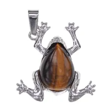 Кулон Лягушка, 3х3см, тигровый глаз BJK493-01