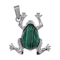 Кулон Лягушка, 3х3см, малахит BJK493-04