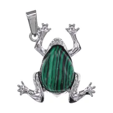 Кулон Лягушка, 3х3см, малахит BJK493-04