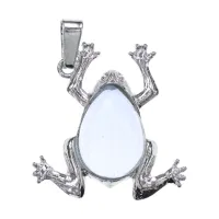 Кулон Лягушка, 3х3см, лунный камень BJK493-06