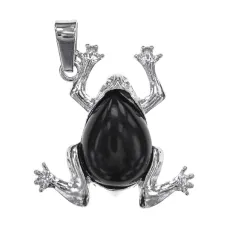 Кулон Лягушка, 3х3 см, черный агат BJK493-07
