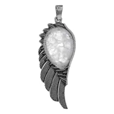 Кулон Крыло, 6х2см, горный хрусталь BJK494-03