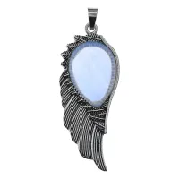 Кулон Крыло, 6х2см, лунный камень BJK494-05