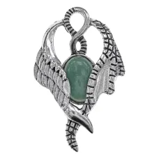 Кулон Крылья, 6х3,5см, нефрит BJK495-03