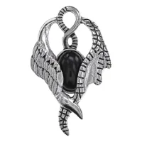 Кулон Крылья, 6х3,5см, черный агат BJK495-05