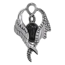 Кулон Крылья, 6х3,5см, черный агат BJK495-05