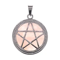 Кулон Пентаграмма, d.2,5см, розовый кварц BJK496-01