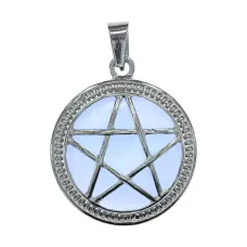 Кулон Пентаграмма, d.2,5см, лунный камень BJK496-03