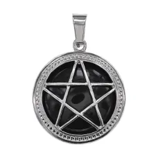 Кулон Пентаграмма, d.2,5см, черный агат BJK496-05