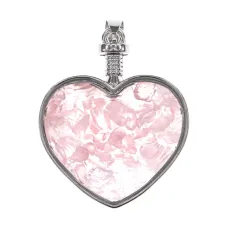 Кулон Сердце, 4х3,5см, розовый кварц BJK498-03