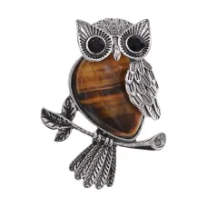 Кулон Сова, 5х3,5 см, тигровый глаз BJK501-01