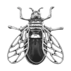 Брошь-кулон Муха, 4х3,5см, черный агат BR036-07