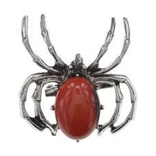 Брошь-кулон Паук, 3,5х3,5см, красная яшма BR037-08