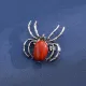 Брошь-кулон Паук, 3,5х3,5см, красная яшма BR037-08