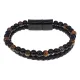 Кожаный браслет с бусинами из натуральных камней, 21см BS862