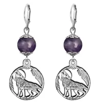 Серьги-амулеты Волк (защита, сила, победа), аметист SE-MKA21-07