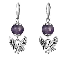 Серьги-амулеты Орел (защита, сила, победа), аметист SE-MKA21-24