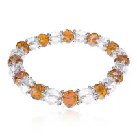 Стеклянный браслет, 7,5мм, бело-коричневый BS152-8