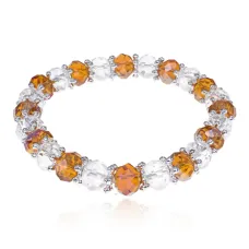 Стеклянный браслет, 7,5мм, бело-коричневый BS152-8