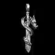 Амулет Меч и Дракон, металл, цвет серебр. ASV050