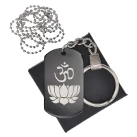 Черный жетон Ом и лотос BKZB-020