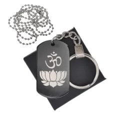 Черный жетон Ом и лотос BKZB-020